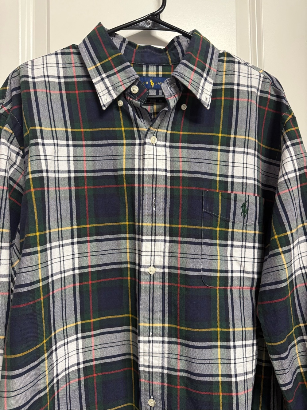 Ralph Lauren Navy, Green, Red, White Yellow Plaid Long Sleeve button-Down Shirt